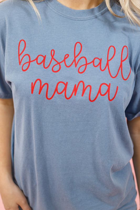 Baseball Mama Puff Print Graphic Tee, M-2XL