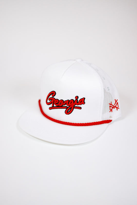 Georgia Embroidered Rope Trucker Hat, VARIOUS