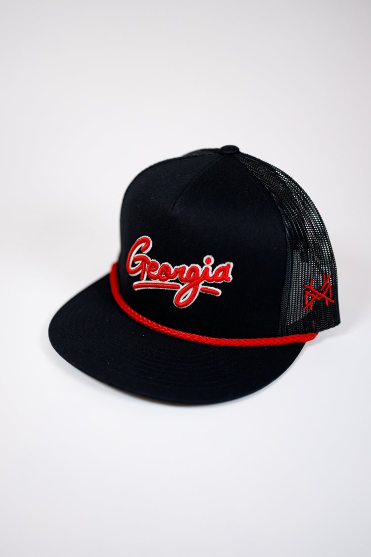 Georgia Embroidered Rope Trucker Hat, VARIOUS