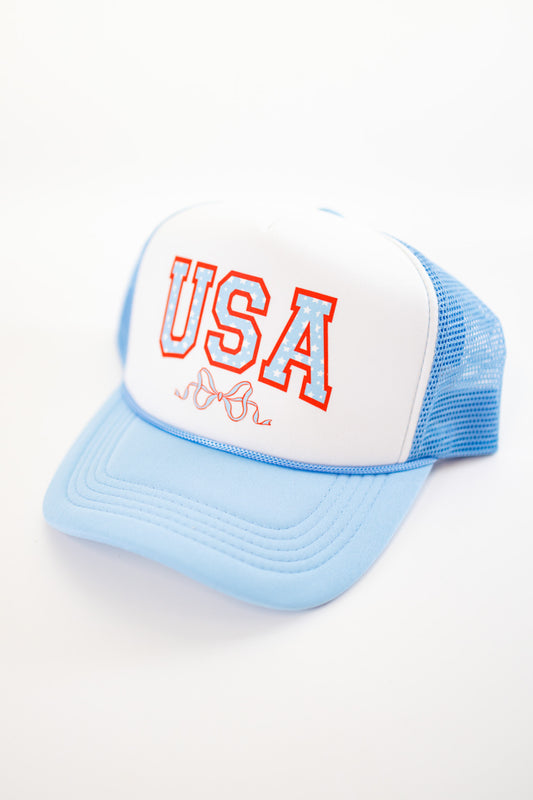 Blue USA Bow Trucker Hat