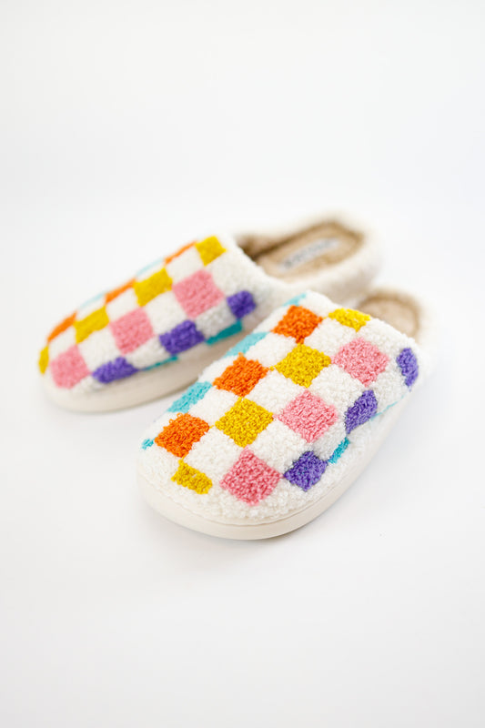Multicolor Checkered Pattern Slippers