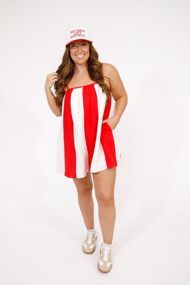 Red Stripe Romper