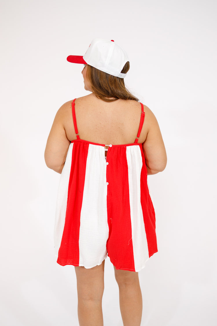 Red Stripe Romper