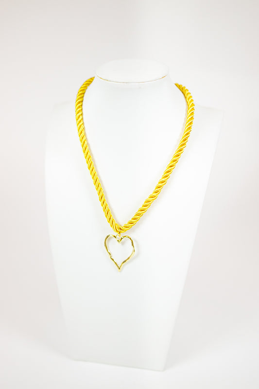 Yellow Gold Twisted Cable Heart Necklace