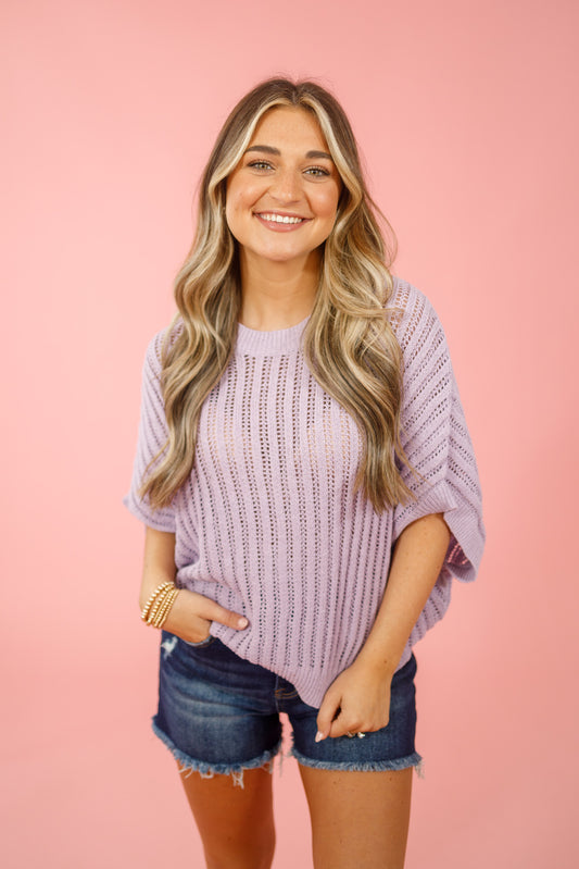 Lavender Ribbed Knit Top