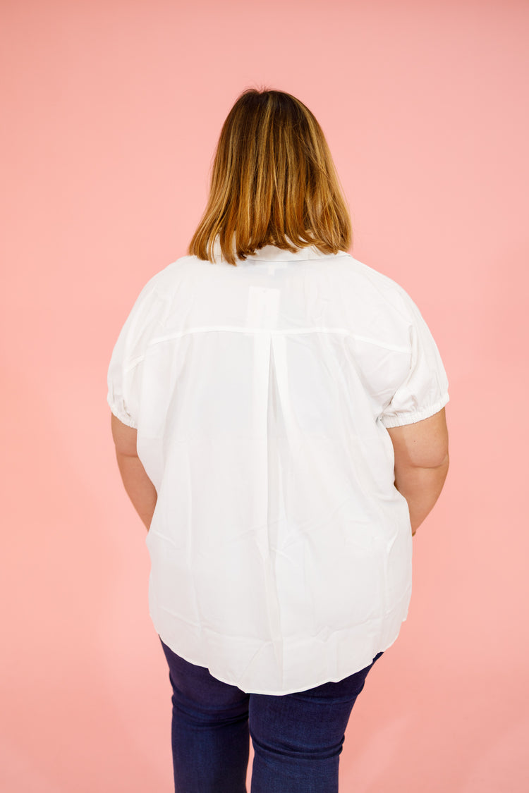 Off White Deep Neck Collar Top, S-2XL