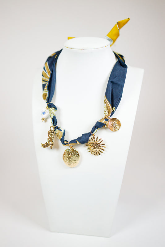 Scarf & Multi Charm Necklace Set