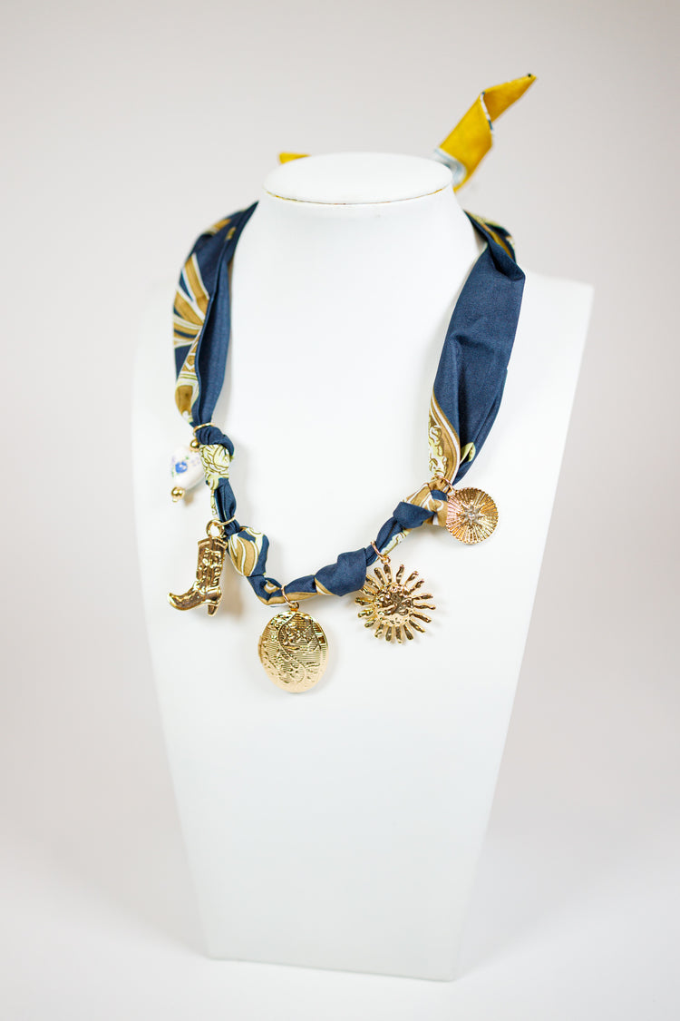 Scarf & Multi Charm Necklace Set