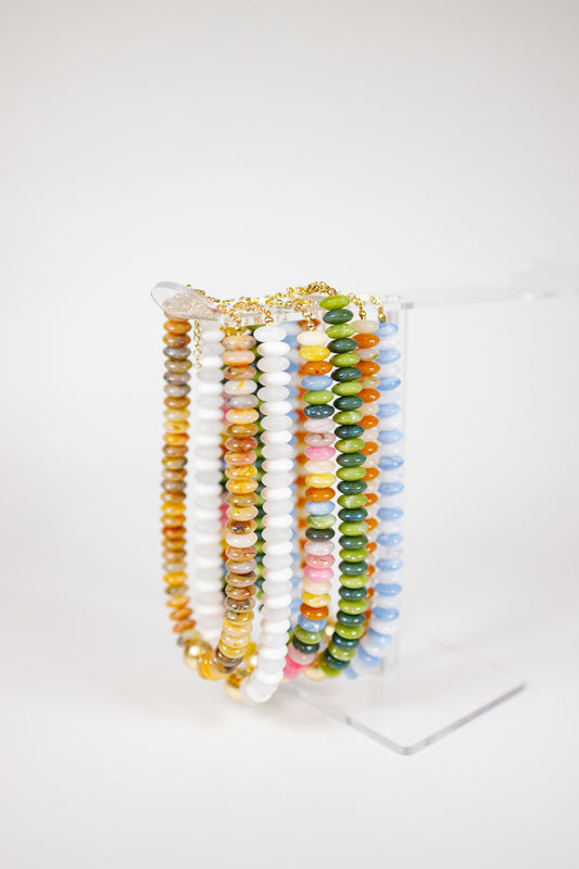 Rondelle Bead and Metal Ball Necklace