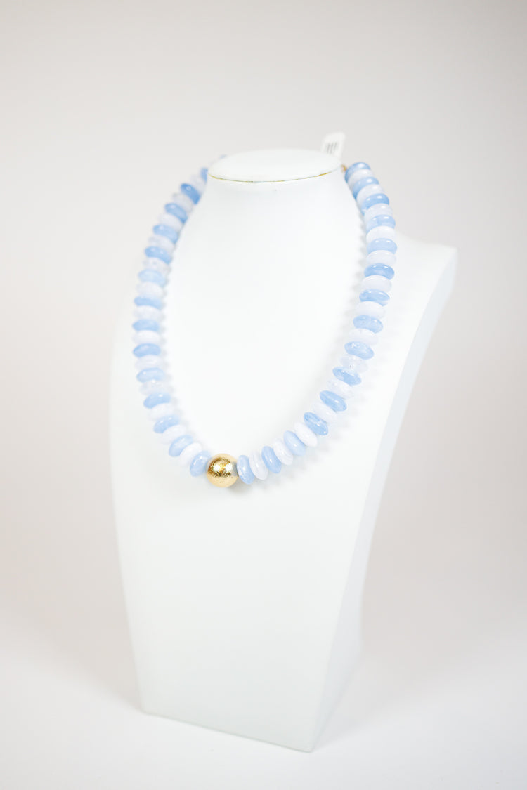 Rondelle Bead and Metal Ball Necklace