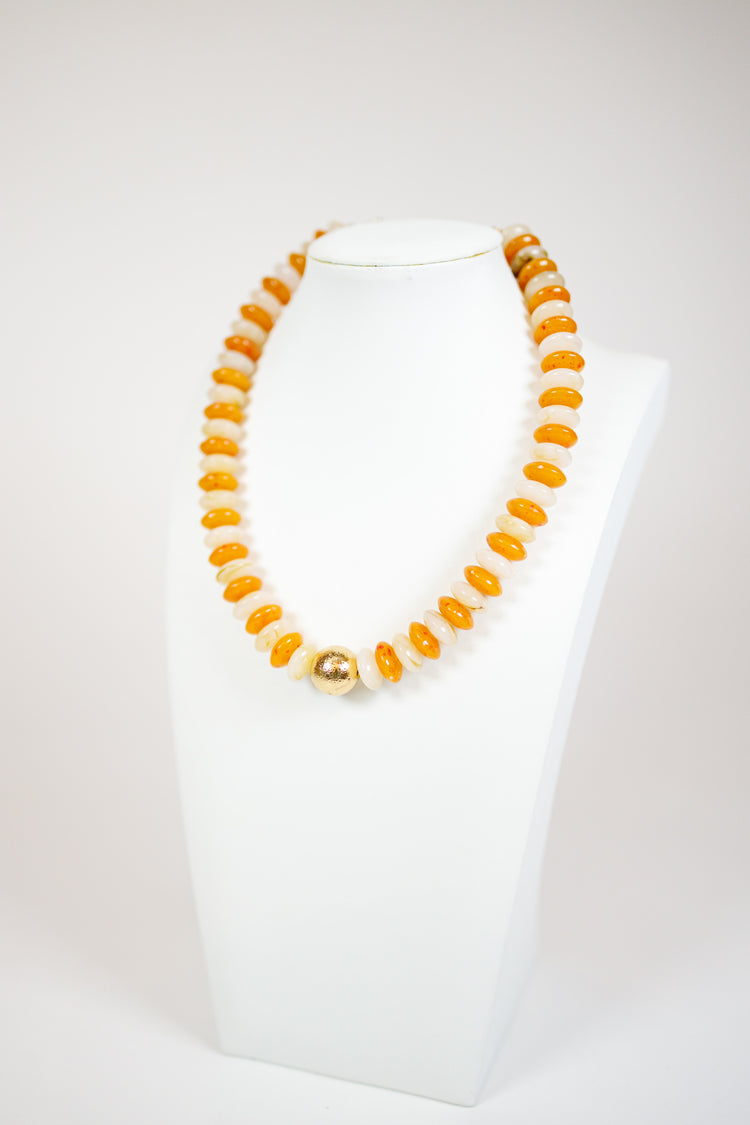 Rondelle Bead and Metal Ball Necklace