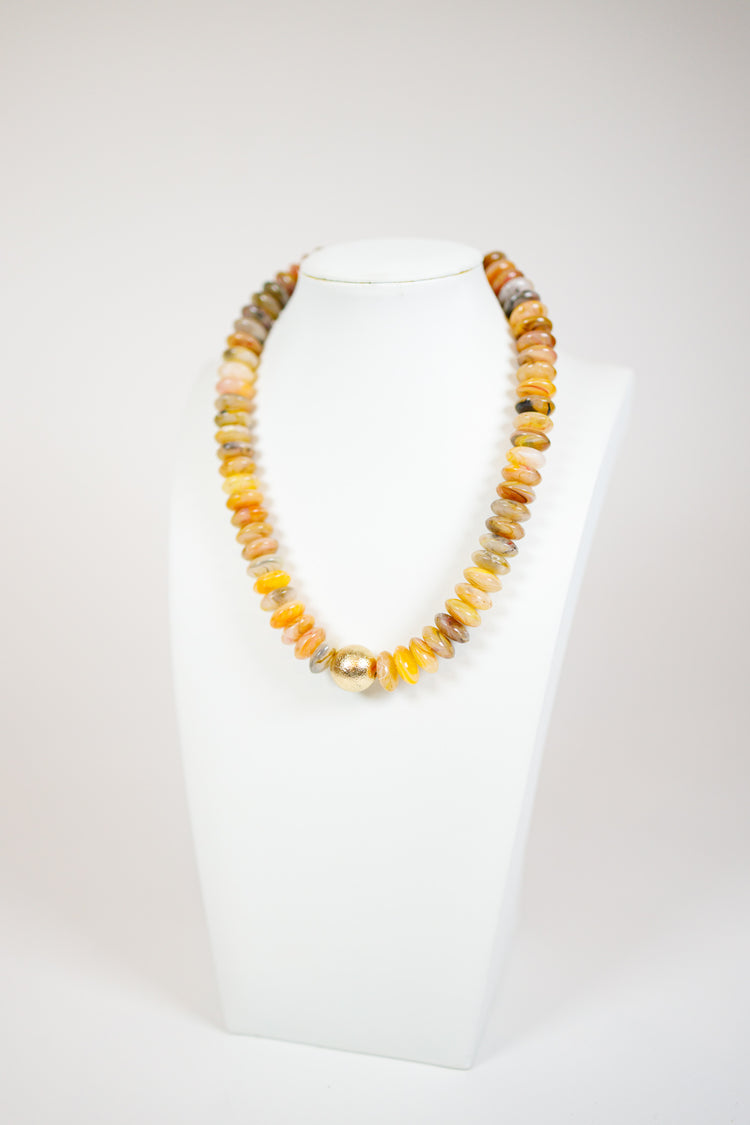 Rondelle Bead and Metal Ball Necklace