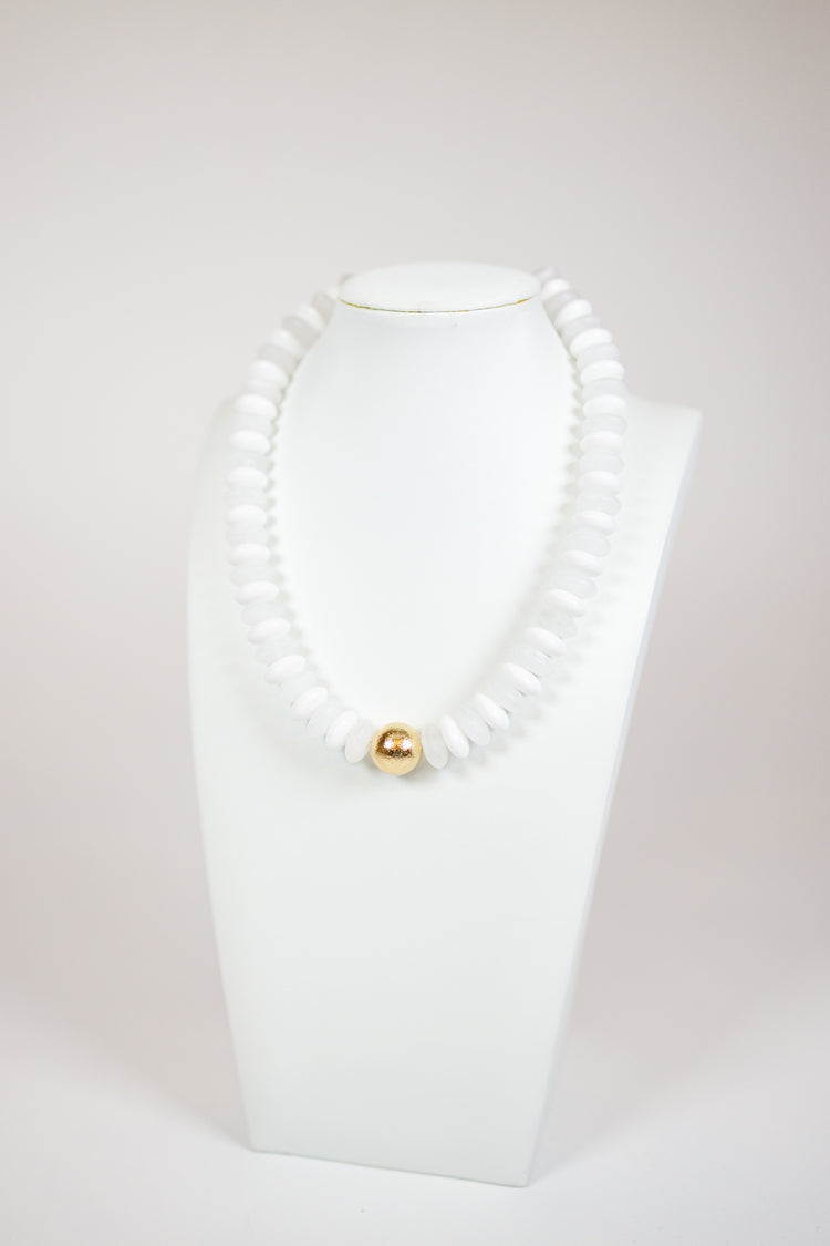 Rondelle Bead and Metal Ball Necklace