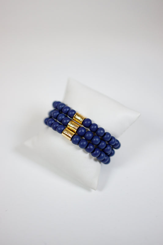 Navy Beaded Bracelet Set