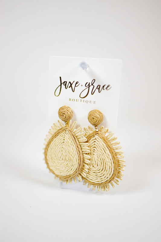 Wrapped Raffia Teardrop Earrings