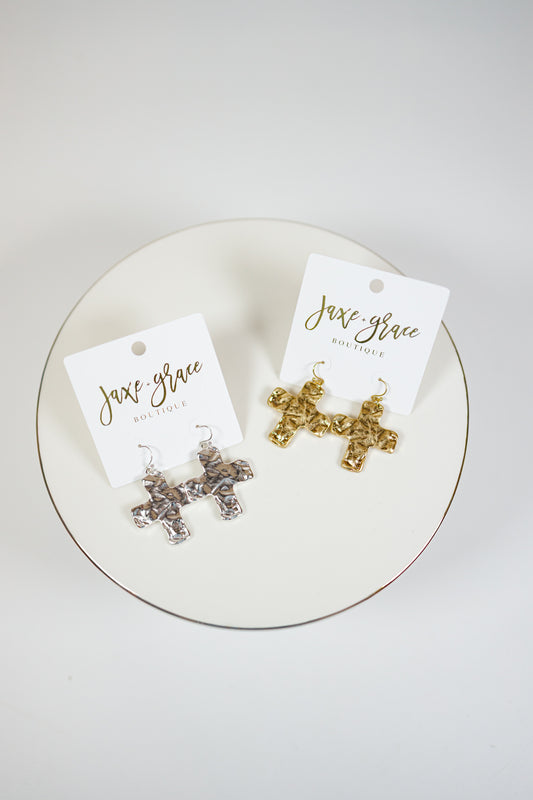 Hammered Casting Cross Earrings, VARIOUS