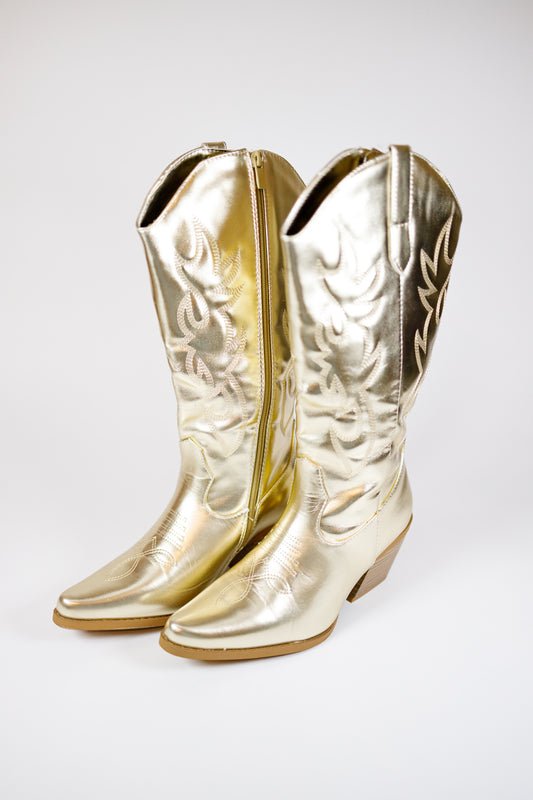 Gold Embroidered Western Boots