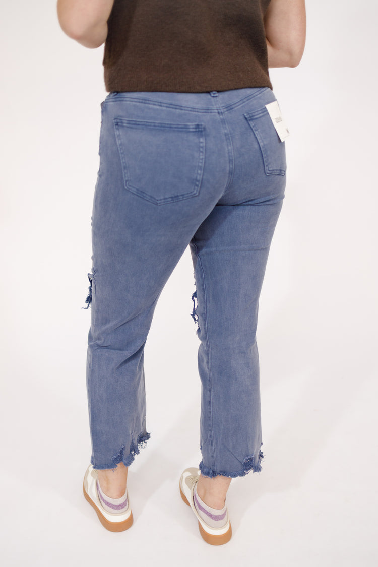 Z Acid Wash Distressed Jeans, BLACKBERRY