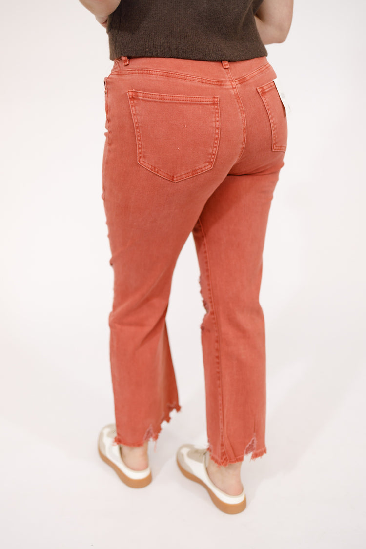 Z Acid Wash Distressed Jeans, CABERNET