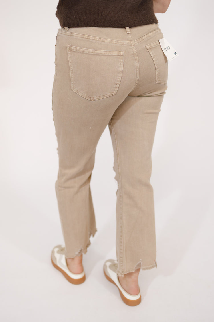 Z Acid Wash Distressed Jeans, ASH MOCHA