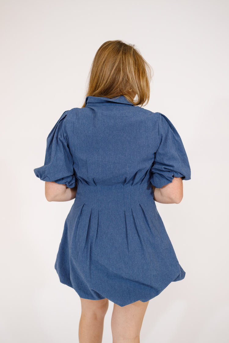Denim Bubble Hem Dress