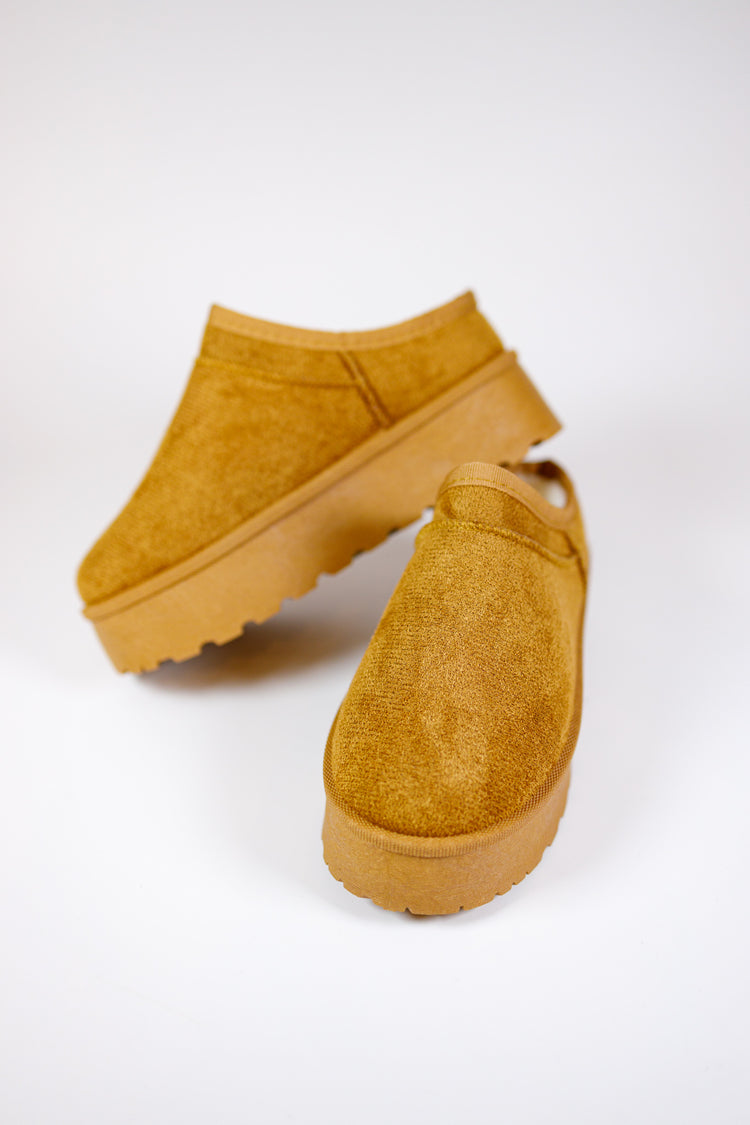 Tan Fur Lined Slip on Shoes