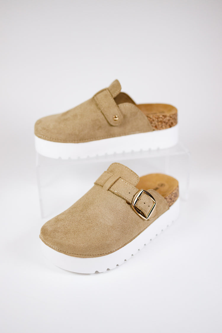 Taupe Platform Clog Sandals