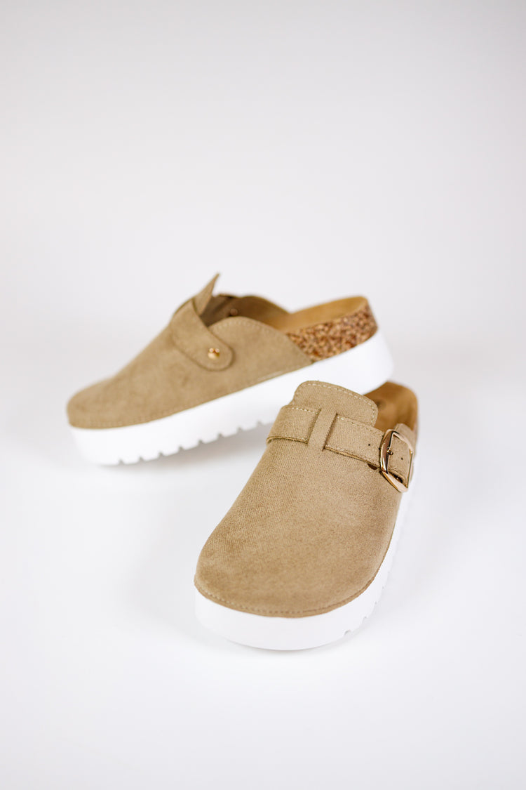 Taupe Platform Clog Sandals