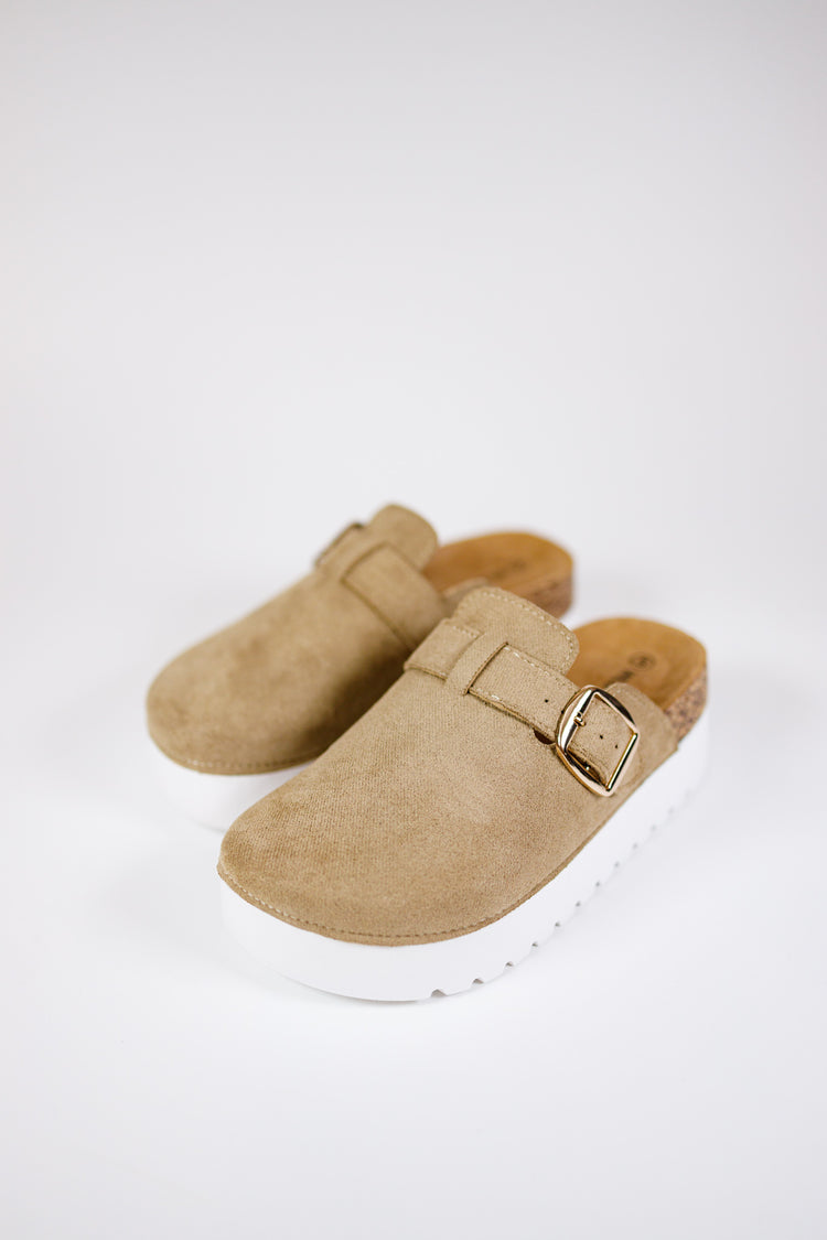 Taupe Platform Clog Sandals