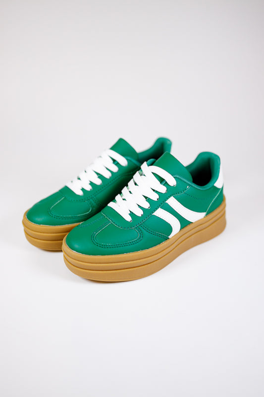 Green and White Platform Sneakers