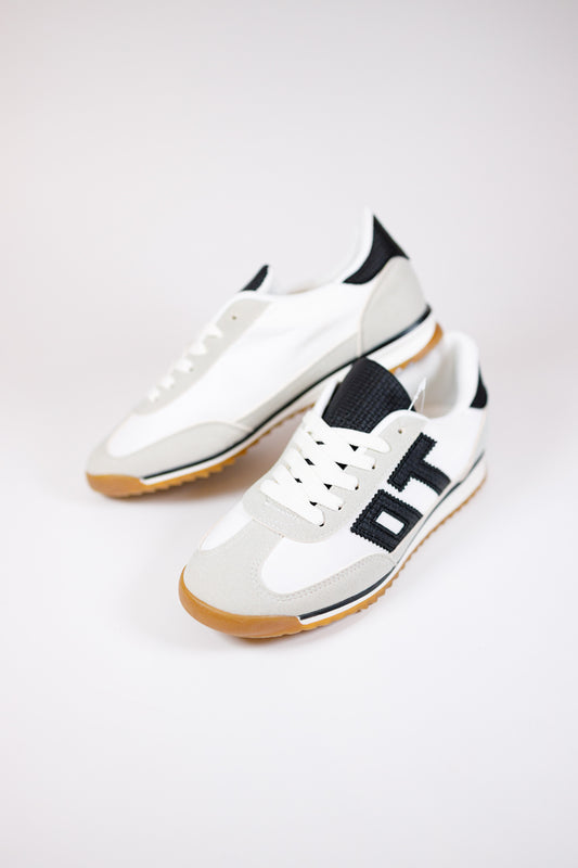 White and Black Suede Sneakers