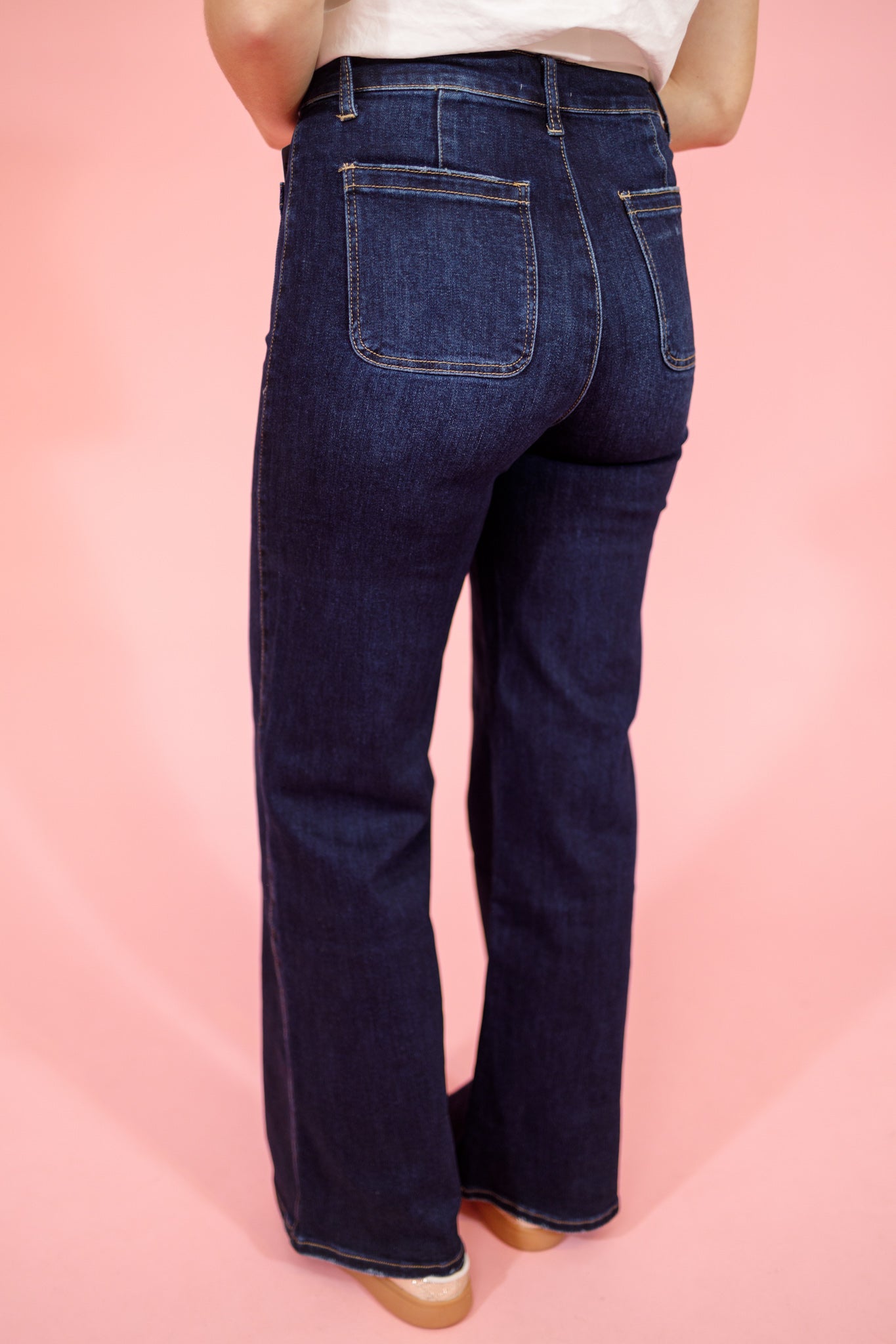 Dark Denim Front Pocket Flare Jeans – Jaxe + Grace Boutique