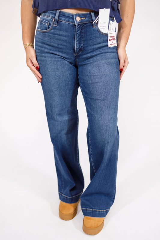 Risen Tummy Control Wide Leg Jeans