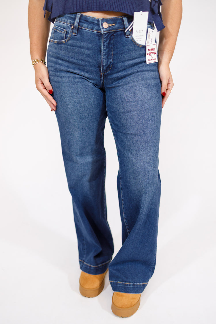 Risen Tummy Control Wide Leg Jeans