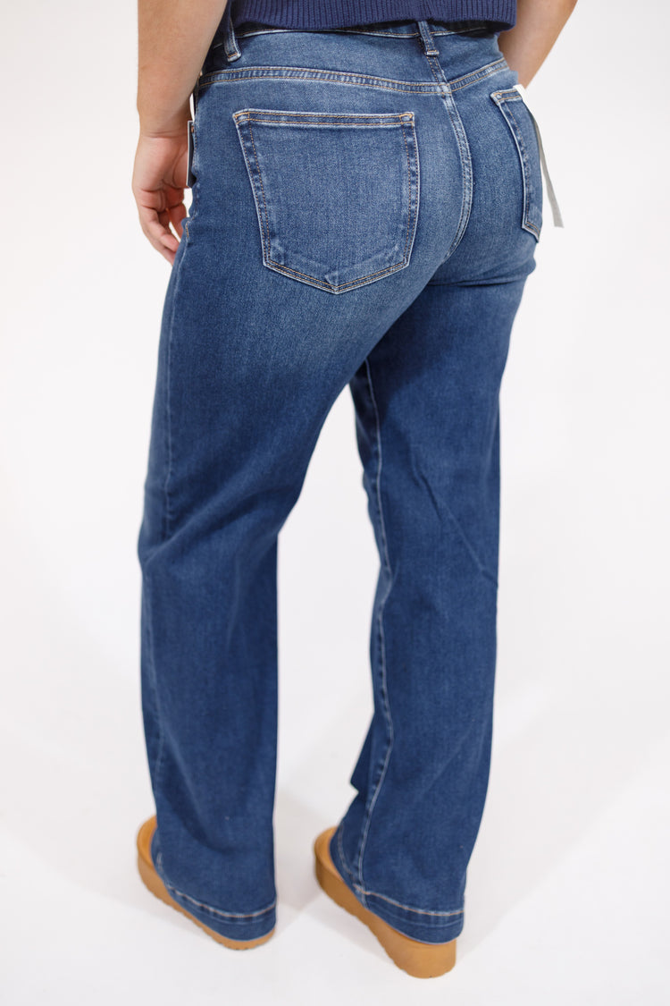 Risen Tummy Control Wide Leg Jeans