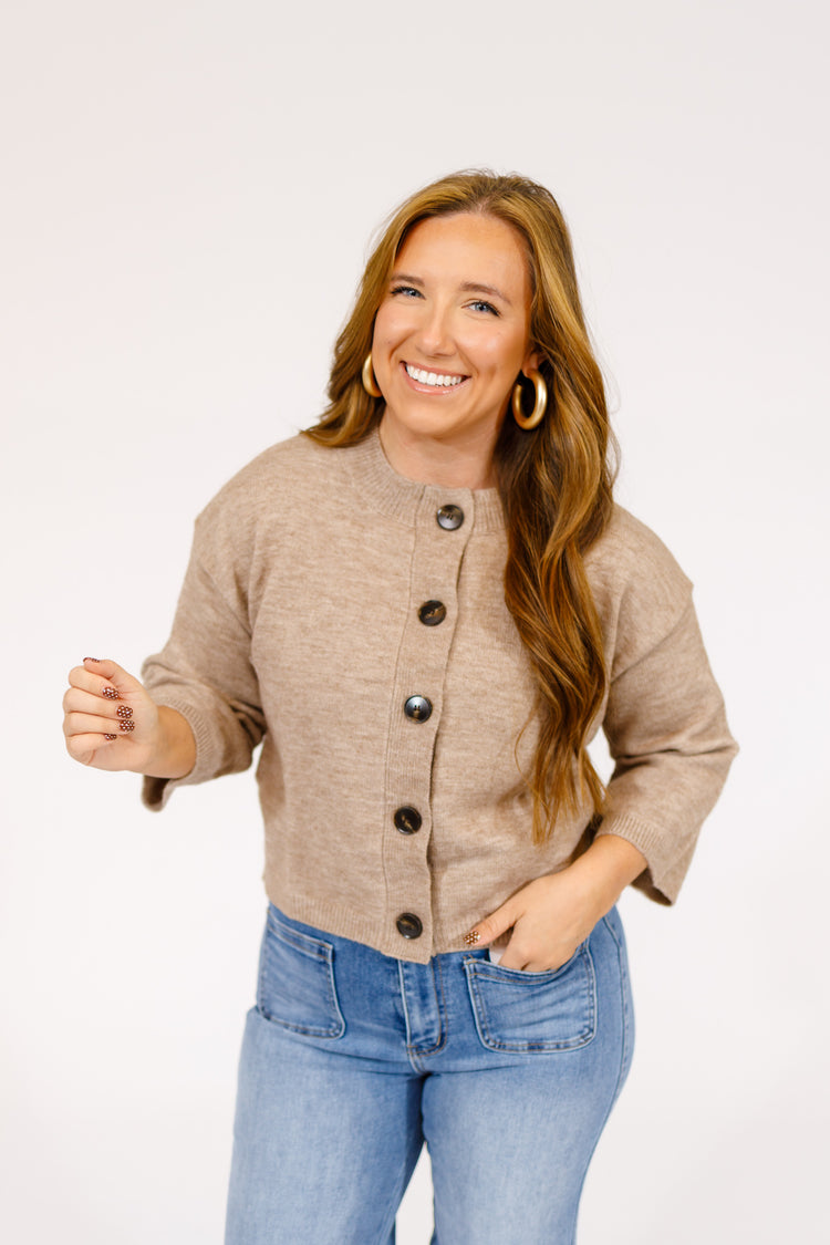 Mocha Half Sleeve Cardigan