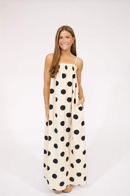 Cream Polka Dot Maxi Dress
