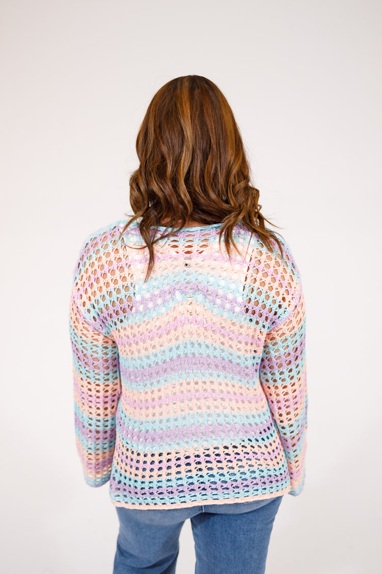 Lavender Multi Open Crochet Top