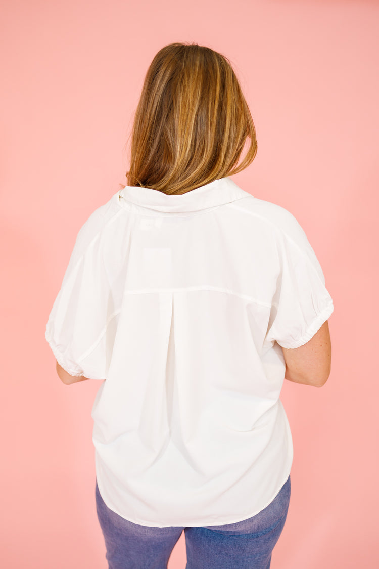 Off White Deep Neck Collar Top, S-2XL