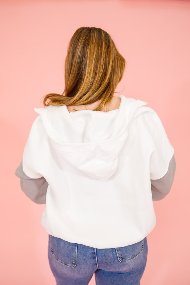 White Multi Half Zip Hoodie