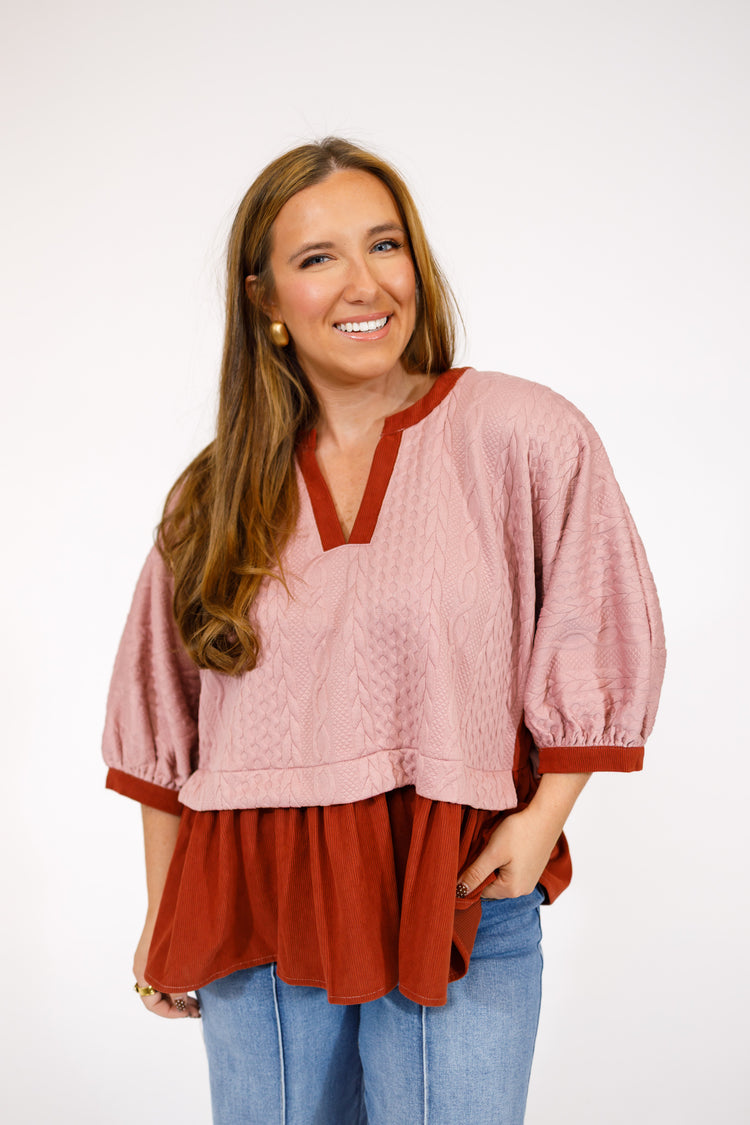 Mauve and Rust Texture Top