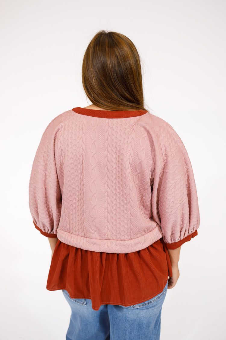 Mauve and Rust Texture Top