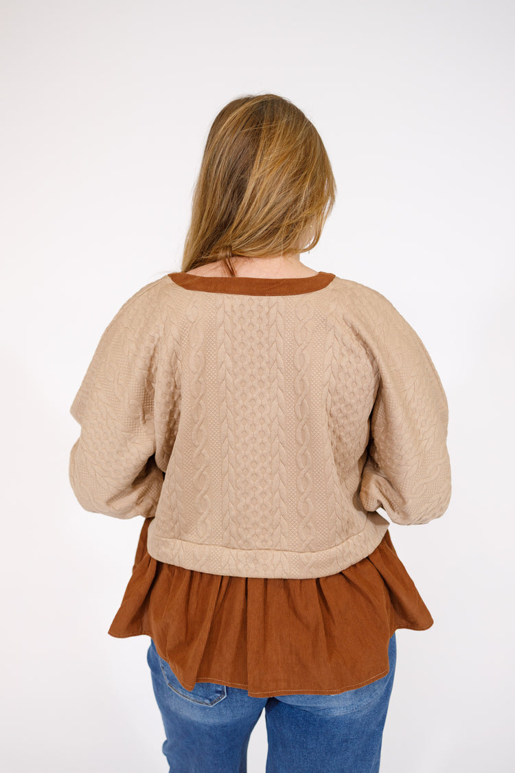 Taupe and Mocha Texture Top