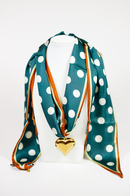 HD Green Polka Dot Heart Charm Necklace