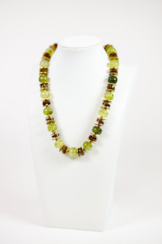 HD Green Multi Bead Disk Necklace