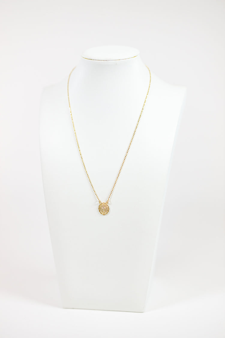 18k Gold Filled Cross Plate Necklace