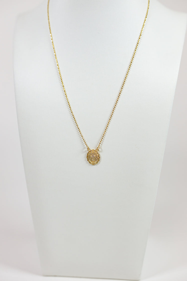 18k Gold Filled Cross Plate Necklace