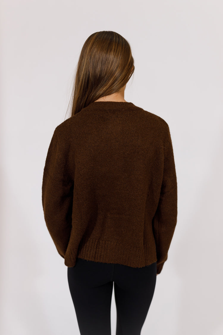 Brown Button Cardigan Top