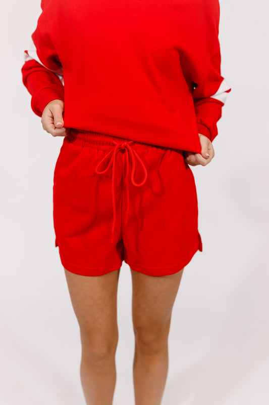 Red Varsity Striped Sleeve Set