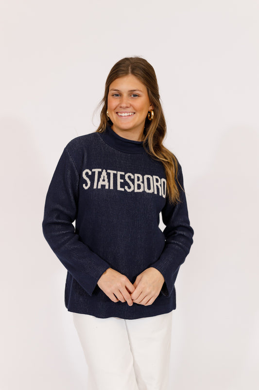 "Statesboro" Rolled Mock Neck Knit Sweater
